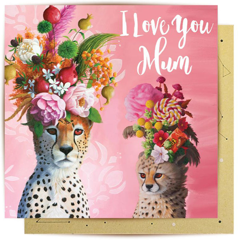 I Love You Mum Cheetah Greeting Card