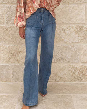 Indie Vintage Wide Leg Jeans - Blue
