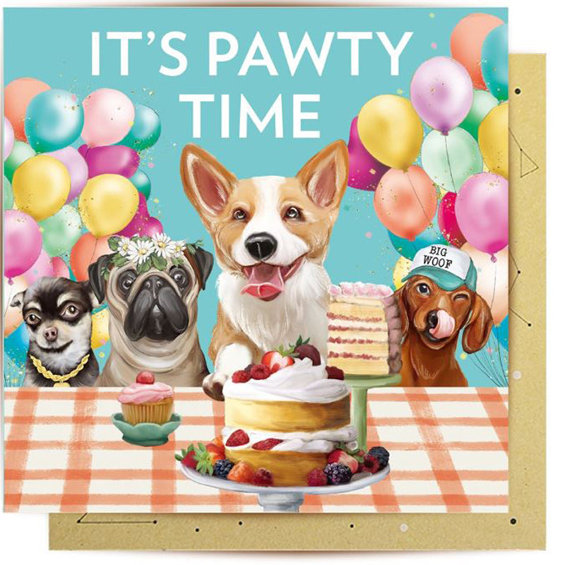 It's Pawty Time Birthday Greeting Card