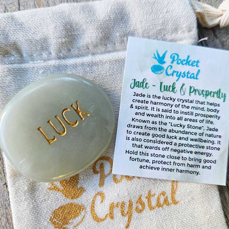 Jade Pocket Crystal Palm Stone - Luck