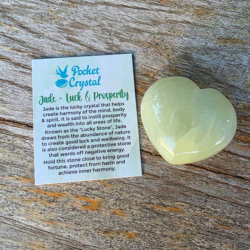 Jade Pocket Crystal Heart - Luck