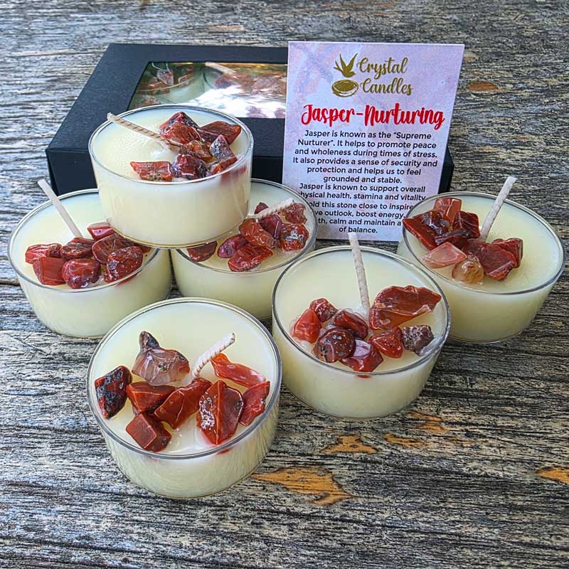 Jasper Crystal Soy Tealight Candles Set of 6  - Jasmine