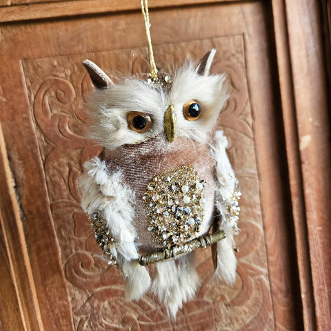 Sparkly Owl Hanging Christmas Ornament