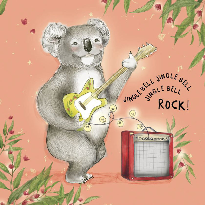 Jingle Bell Rock Aussie Koala Christmas Greeting Card