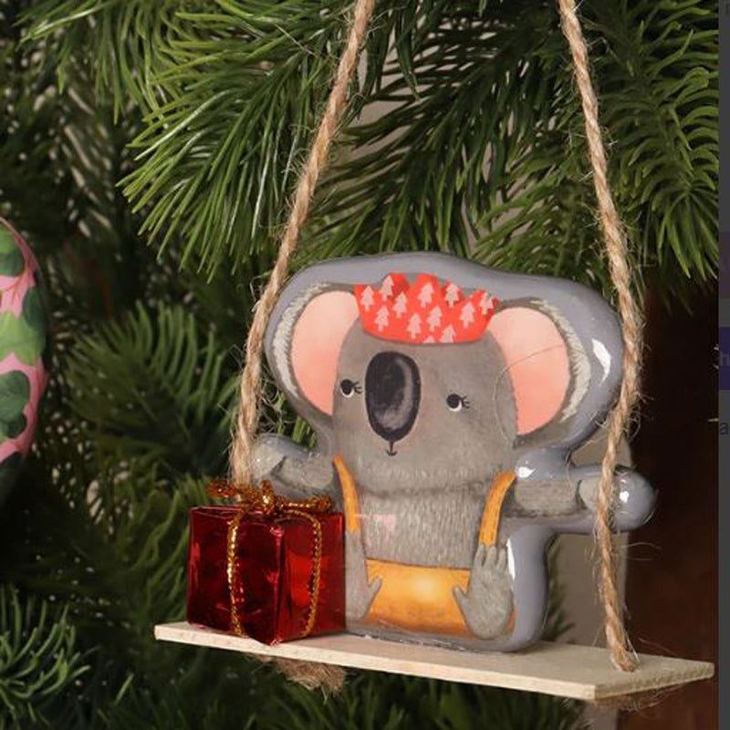 Koala On Swing Christmas Bauble Ornament