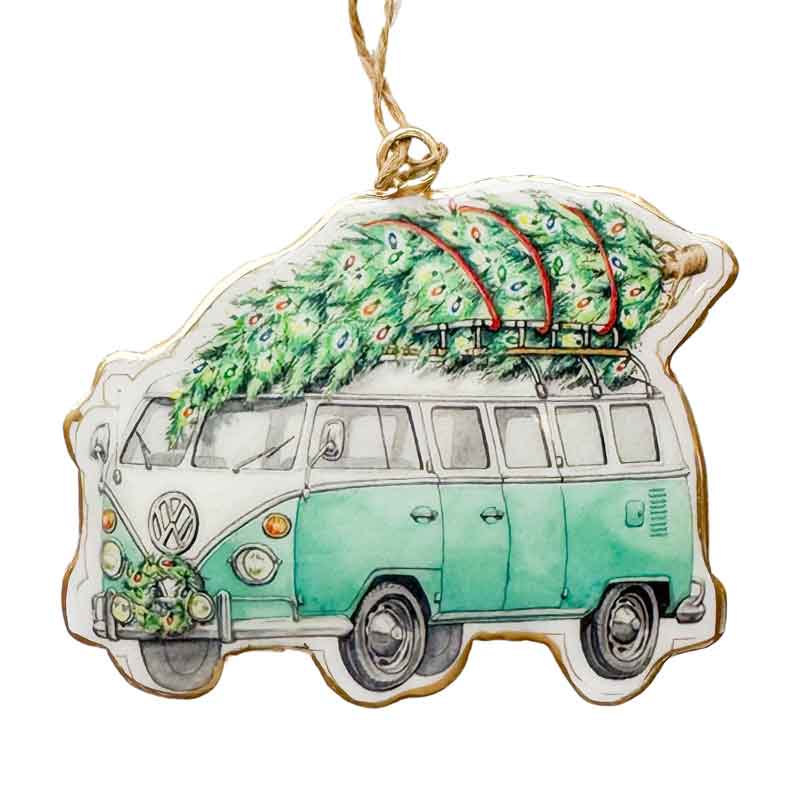 Kombi Van With Tree Christmas Hanging Ornament