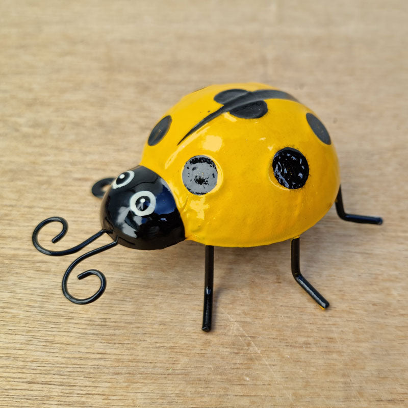 Ladybug Metal Garden Ornament - Yellow Large