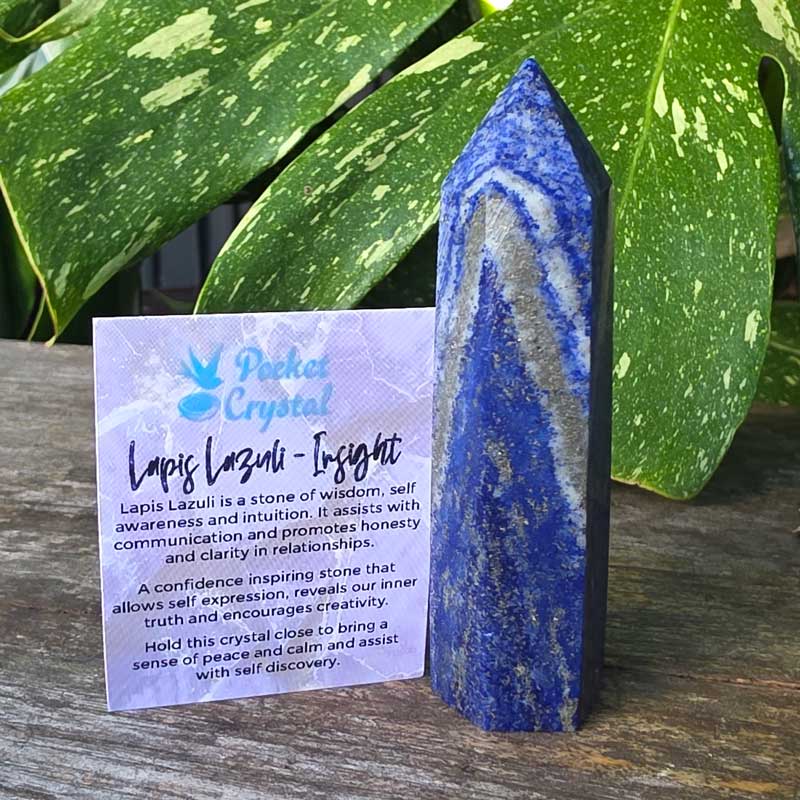 Lapis Lazuli Pocket Crystal Point Wand - Insight