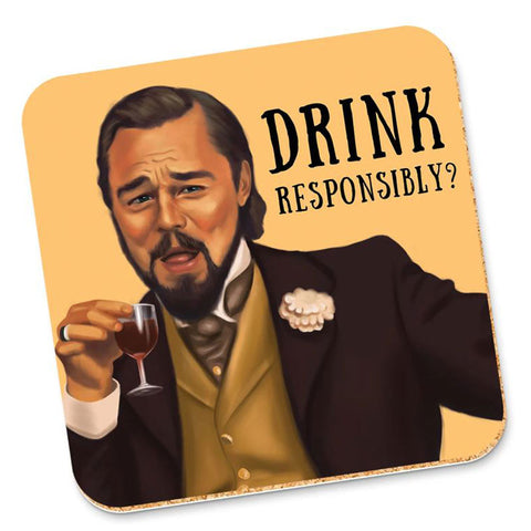 Leo Drink Responsibly Cork Backed Coaster