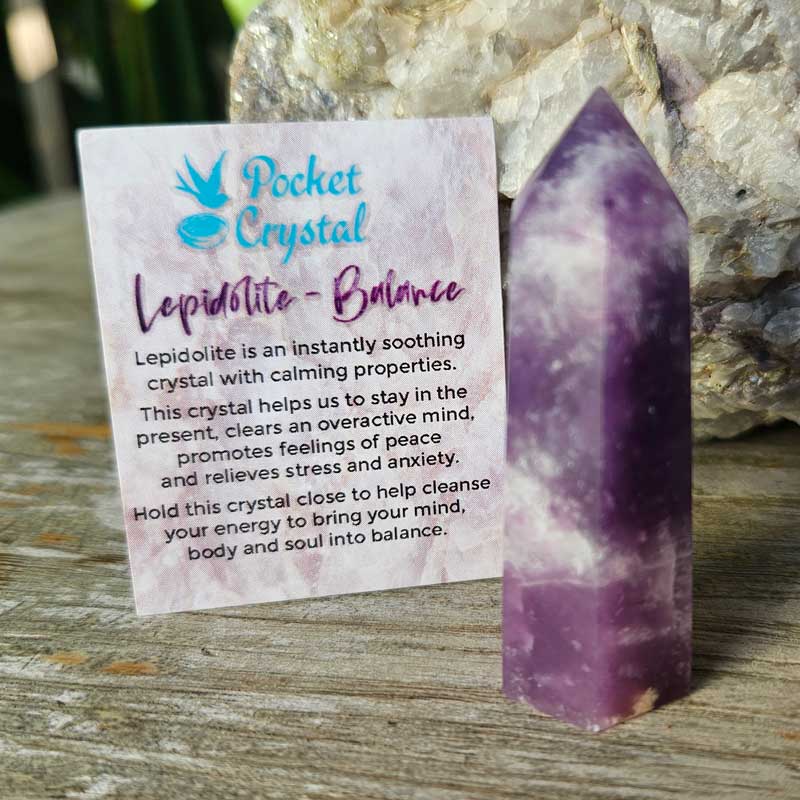 Lepidolite Pocket Crystal Point Wand - Balance