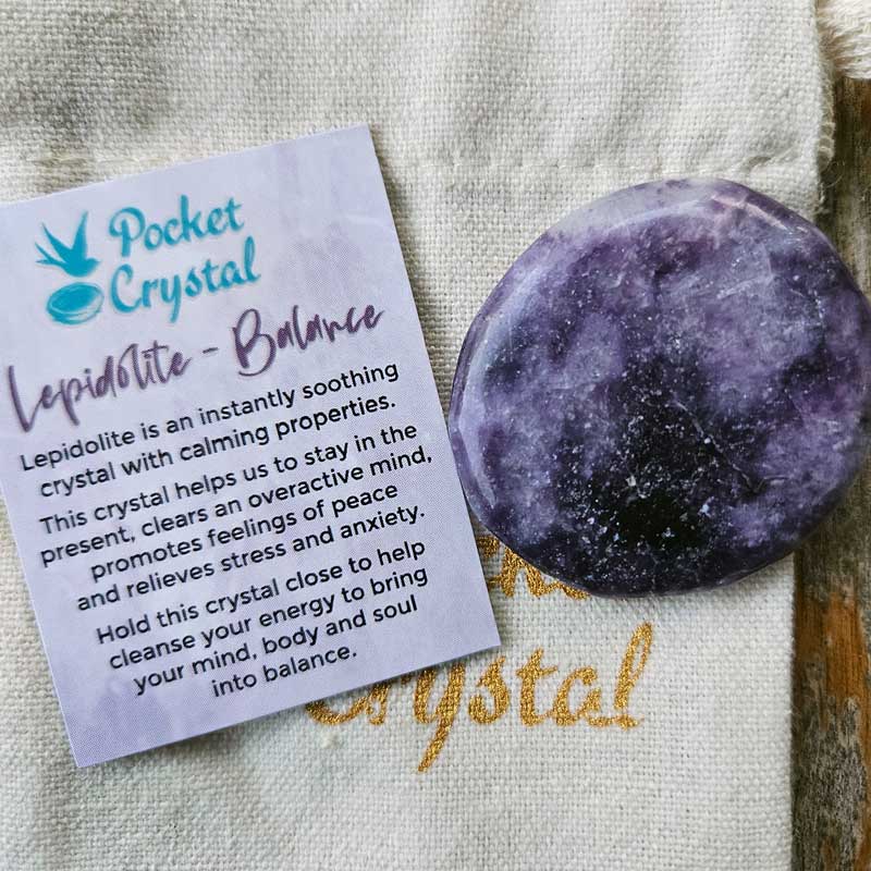 Lepidolite Pocket Crystal Palm Stone - Balance