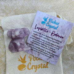 Lepidolite Pocket Crystal Koala - Balance