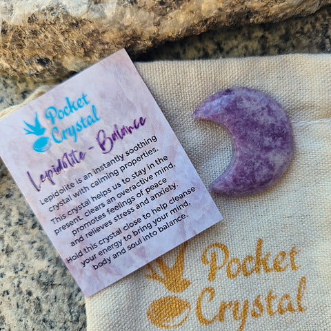 Lepidolite Pocket Crystal Moon - Balance