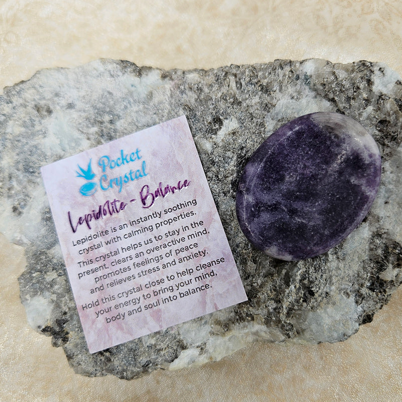 Lepidolite Pocket Crystal Worry Stone - Balance