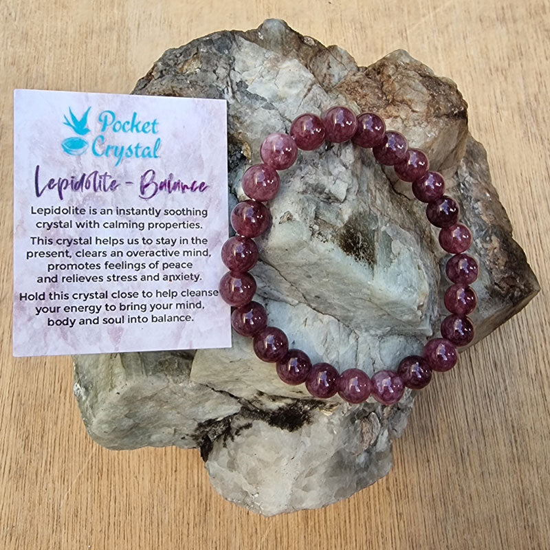 Lepidolite Crystal Stretch Bracelet