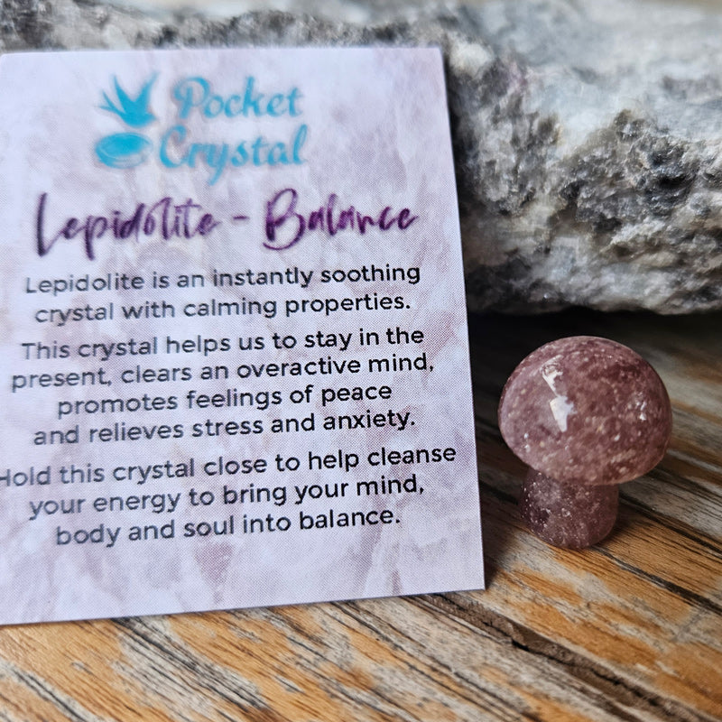 Lepidolite Pocket Crystal Mushroom  - Balance