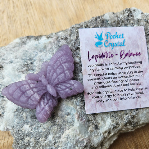 Lepidolite Pocket Crystal Butterfly - Balance