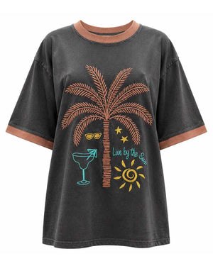 Live By The Sun Charcoal Tee By Coco Cartel