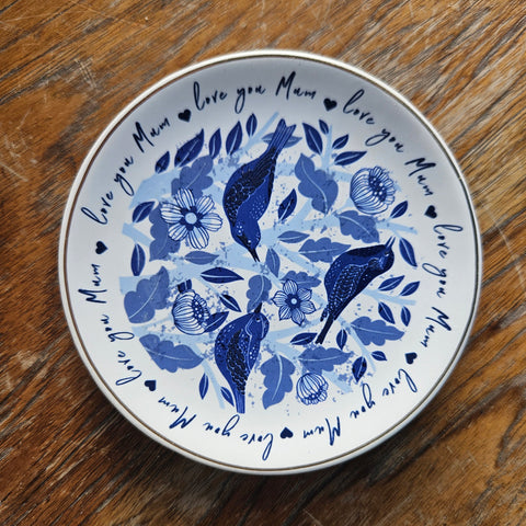 Love You Mum Blue Birds - Trinket Dish