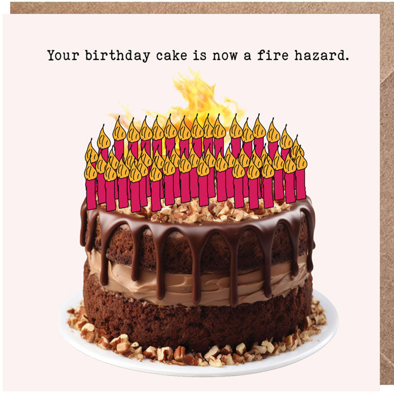 Lucy Loves Life Card - Birthday Cake Fire Hazard