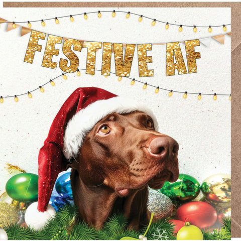 Lucy Loves Life Card - Festive AF Dog