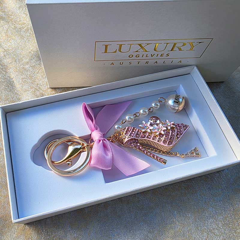 Luxury Charm Stiletto Key Ring - Pink
