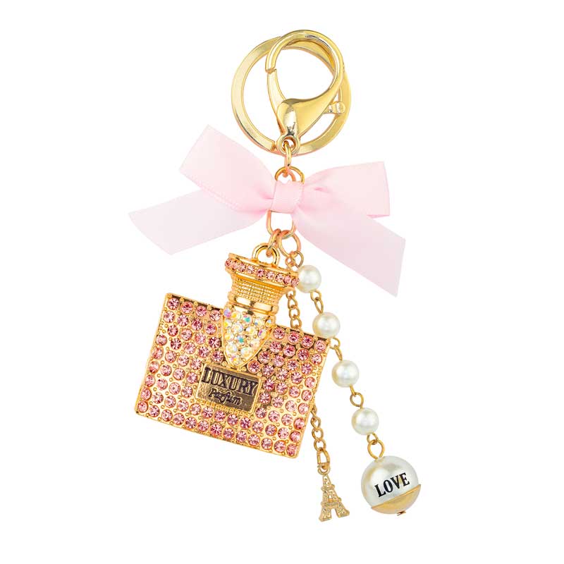 Luxury Charm Perfume Bottle Key Ring - Pink