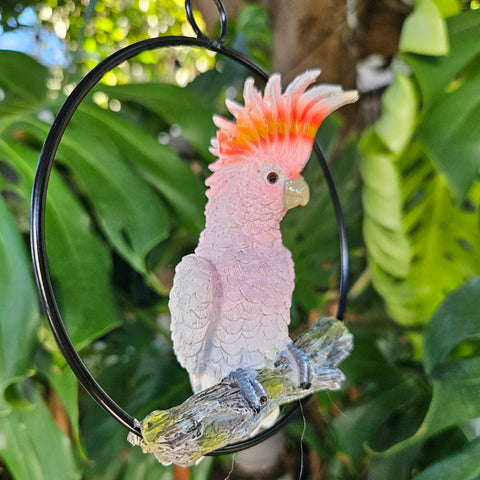 Major Mitchell's Cockatoo In Ring Garden Ornament
