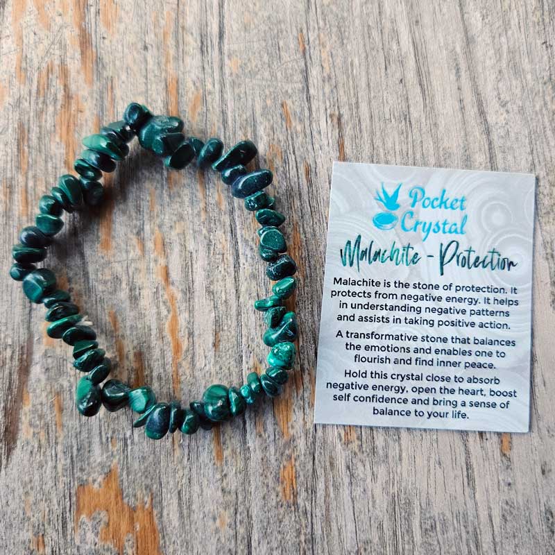 Malachite Crystal Chip Stretch Bracelet