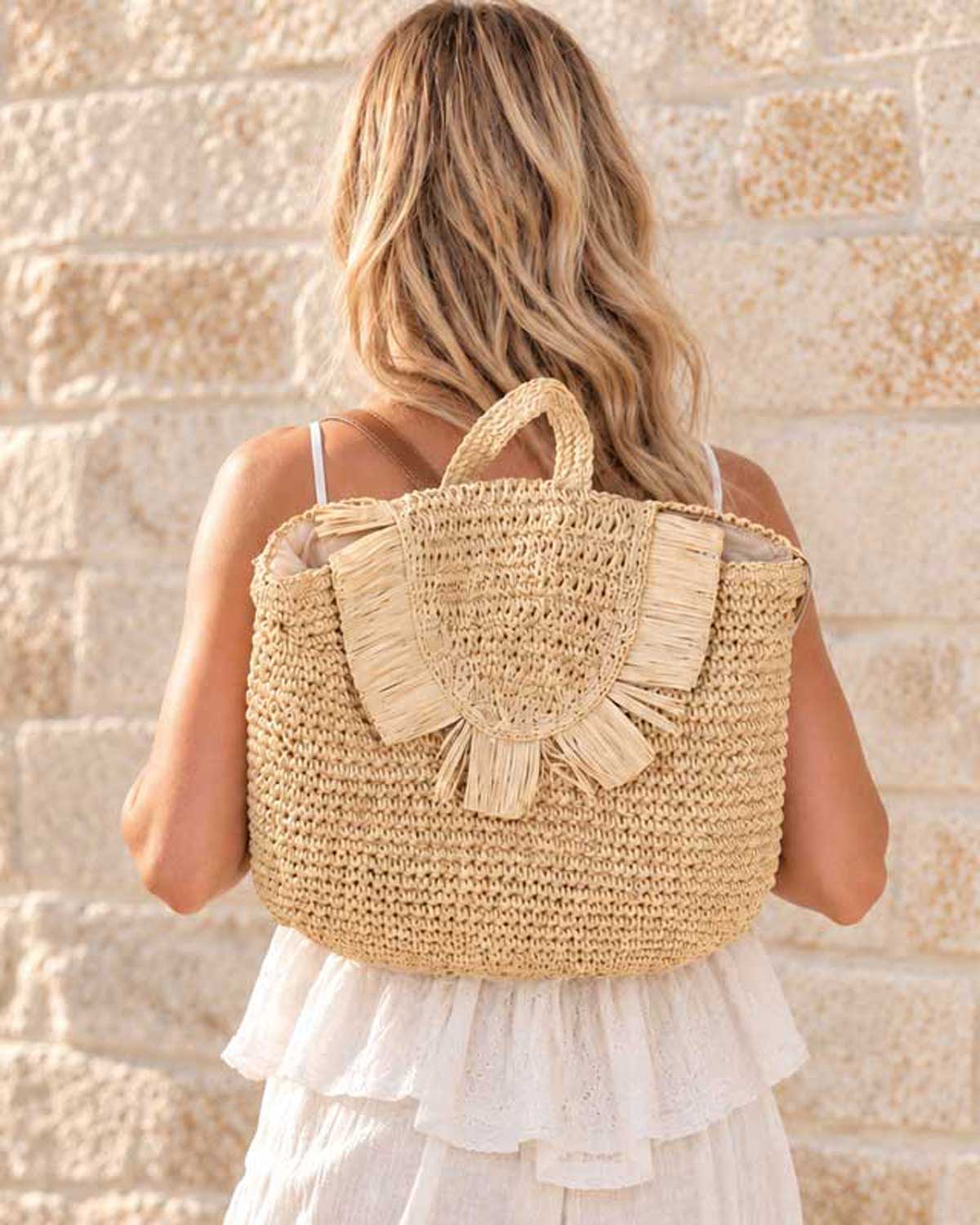 Malia Raffia Backpack – Natural