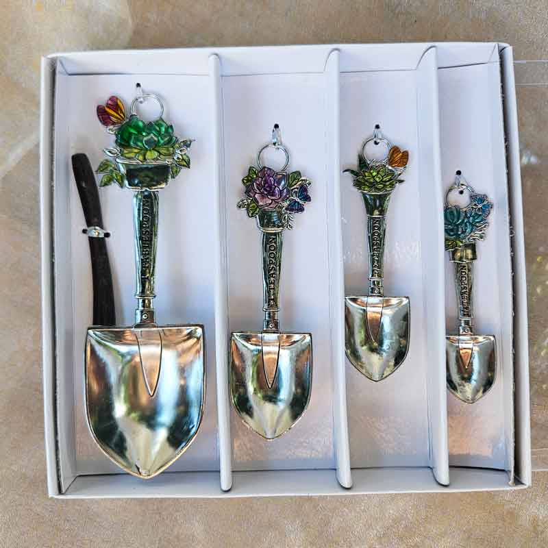 Set of 4 Metal Succulents & Butterflies Measuring Spoons Gift Boxed