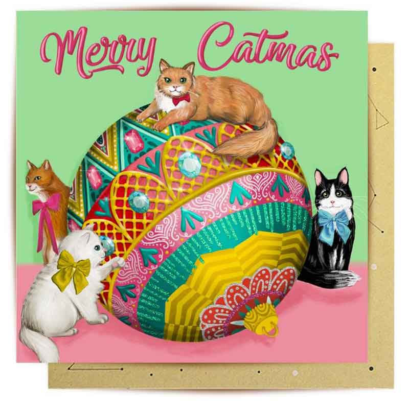 Merry Catmas Christmas Greeting Card