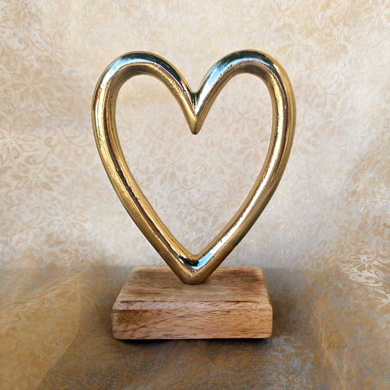 Metal Gold Heart on Stand