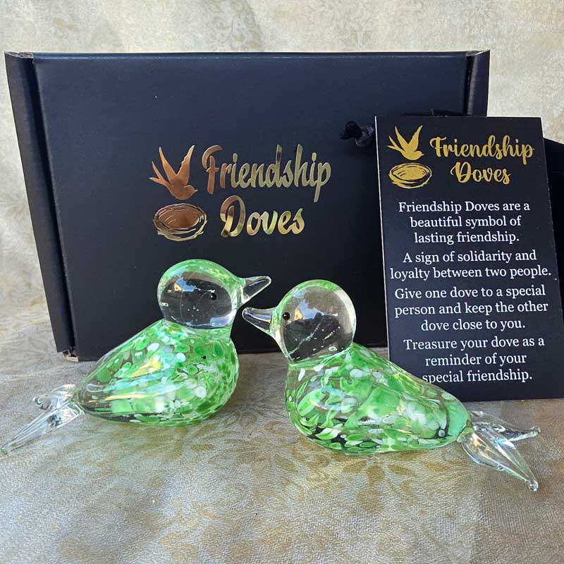 Friendship Doves (Handmade Glass) - Mint