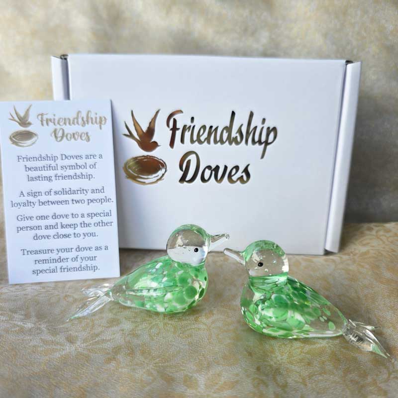 Friendship Doves (Handmade Glass) - Mint