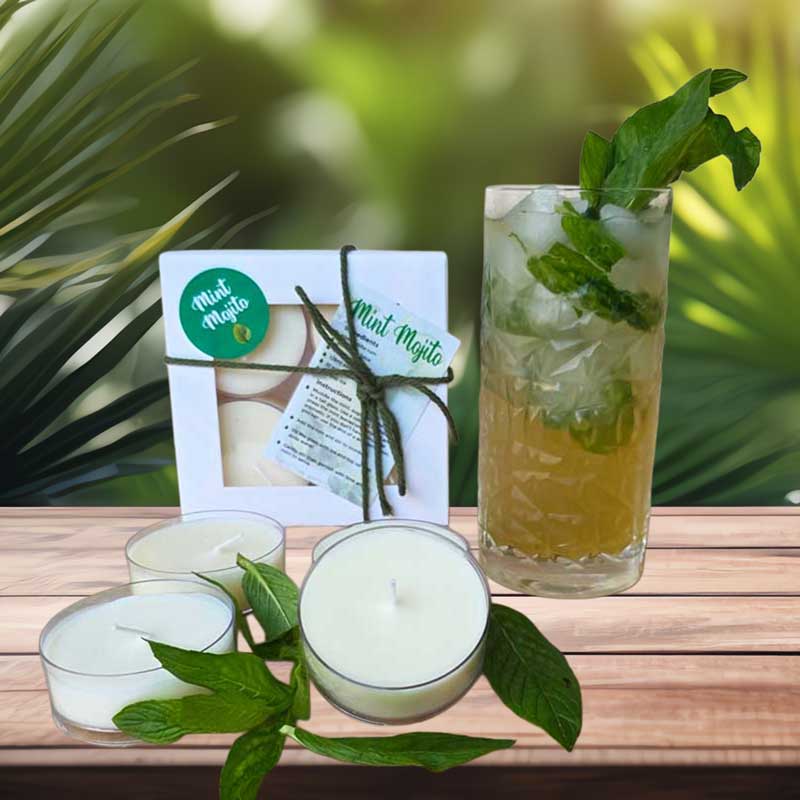 Mint Mojito Cocktail Soy Maxi Tealight Candles - Set of 4