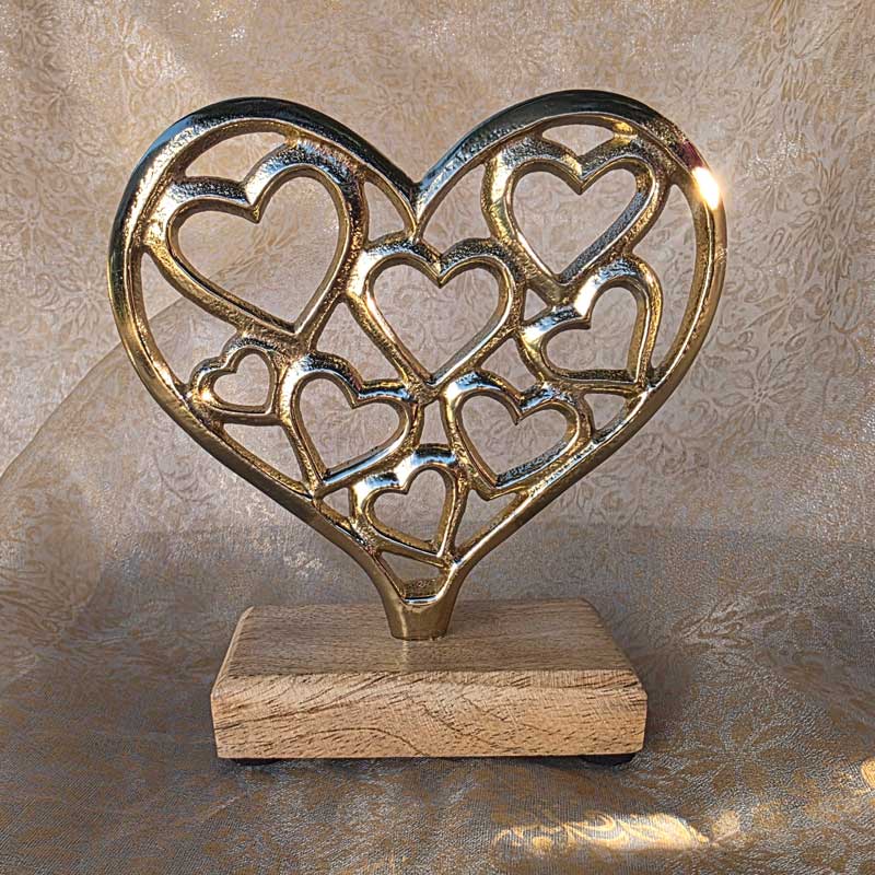 Multi Hearts on Stand - Gold
