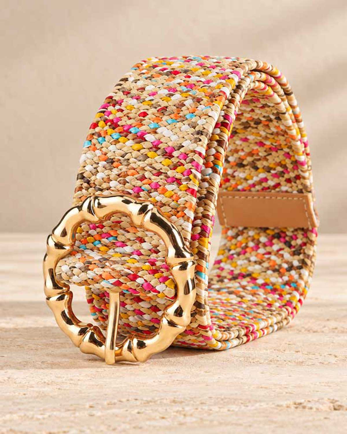 Multi Colour Raffia Weave Belt