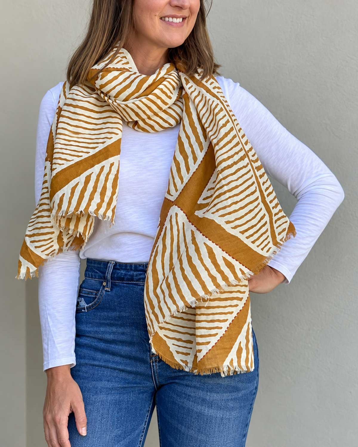 Mustard Patterned Scarf