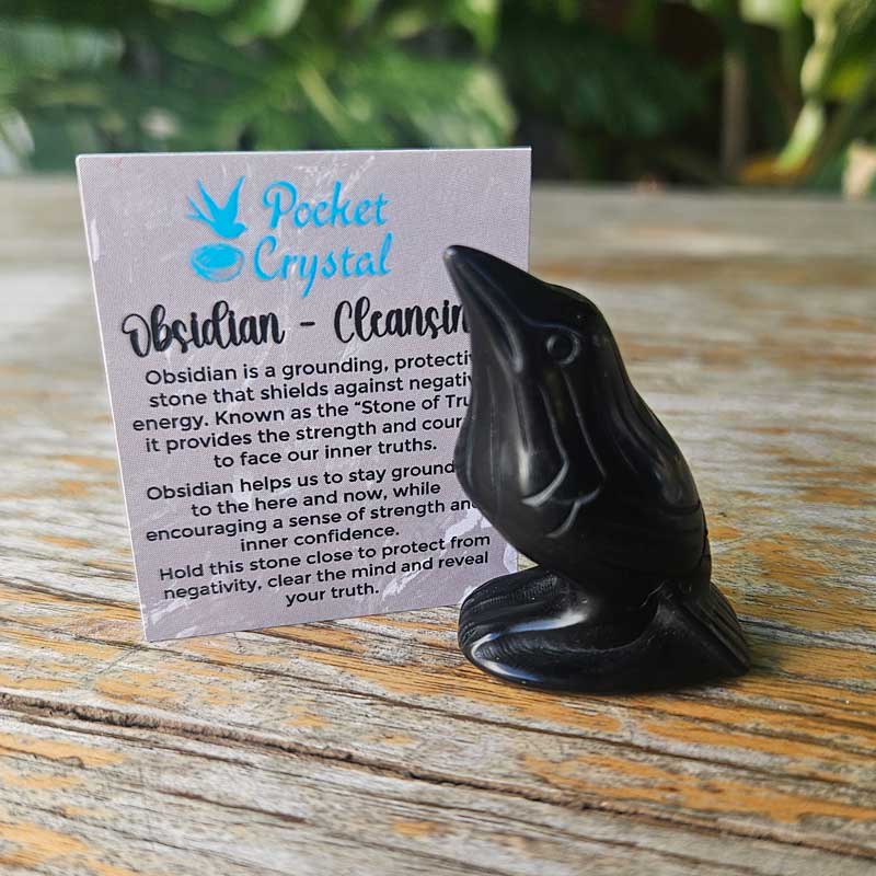 Obsidian Pocket Crystal Bird - Cleansing