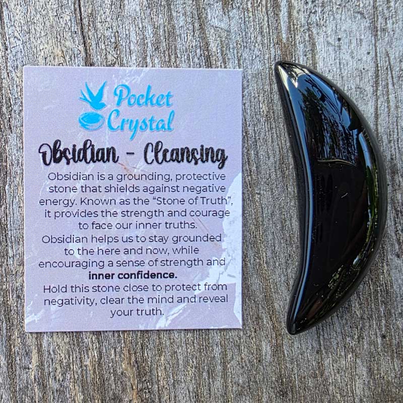Obsidian Pocket Crystal Moon - Cleansing