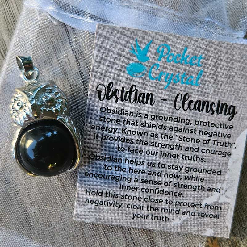 Obsidian Owl Pendant - Cleansing