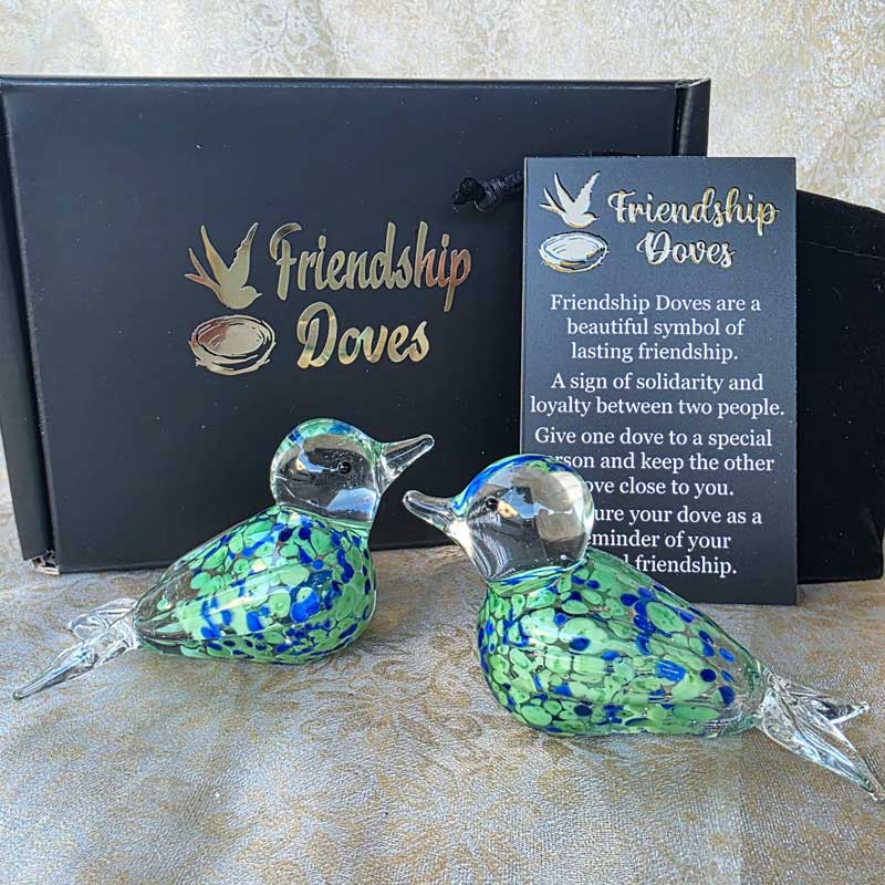 Friendship Doves (Handmade Glass) - Ocean
