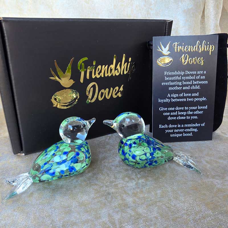Friendship Doves (Handmade Glass) - Ocean