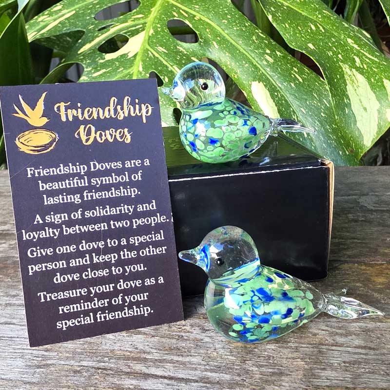 Friendship Doves (Handmade Glass) - Ocean