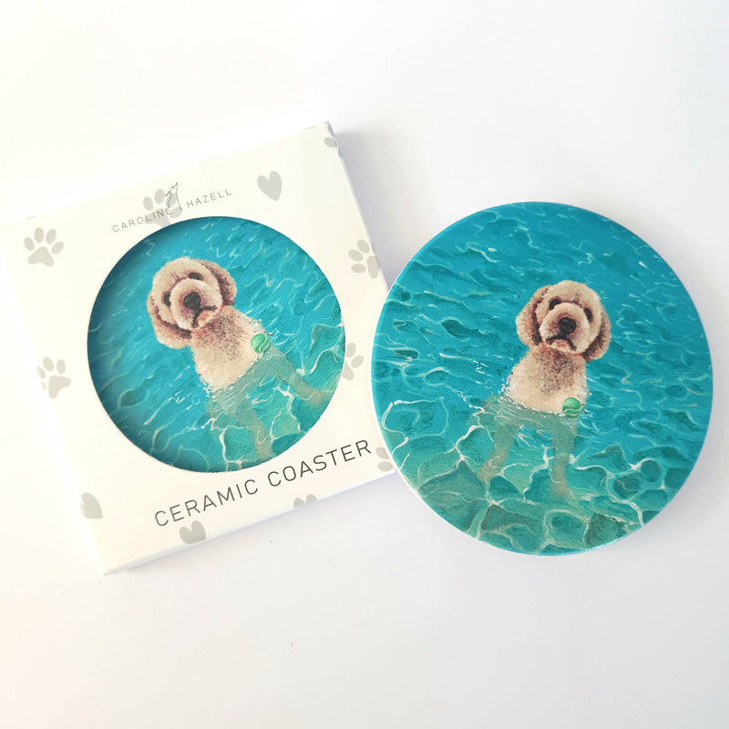 Beach Dogs Ceramic Coaster - Oodle