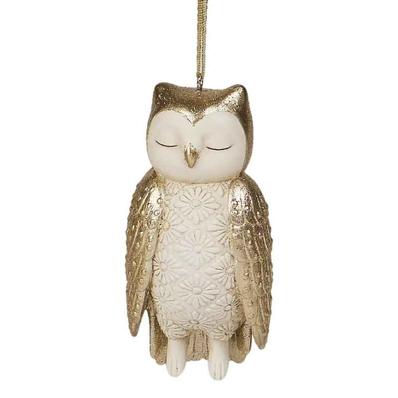 Golden Owl Hanging Ornament - With Ears