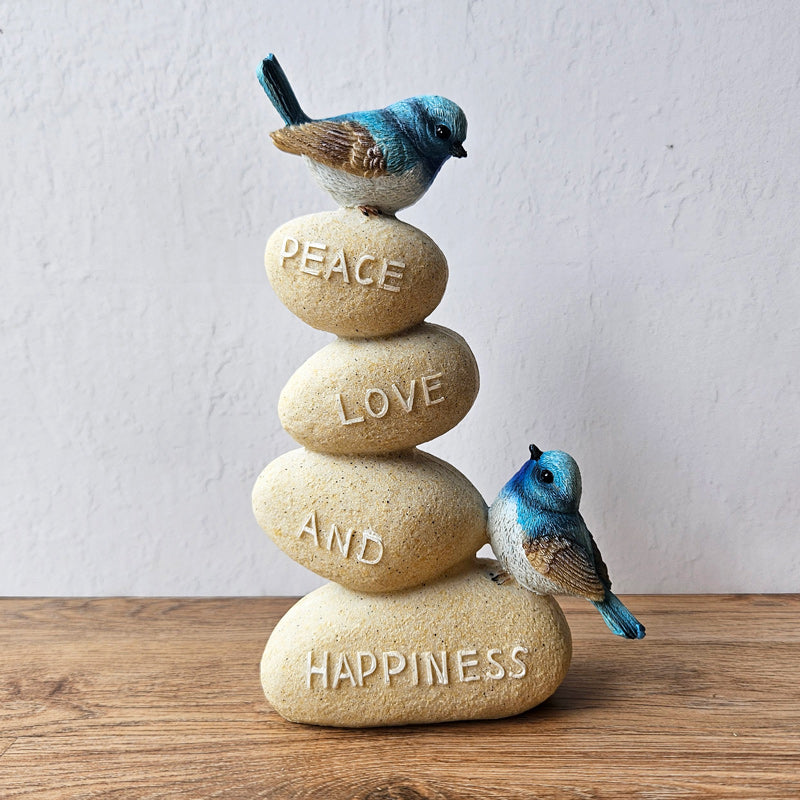 Peace Love & Happiness Blue Wren Figurine