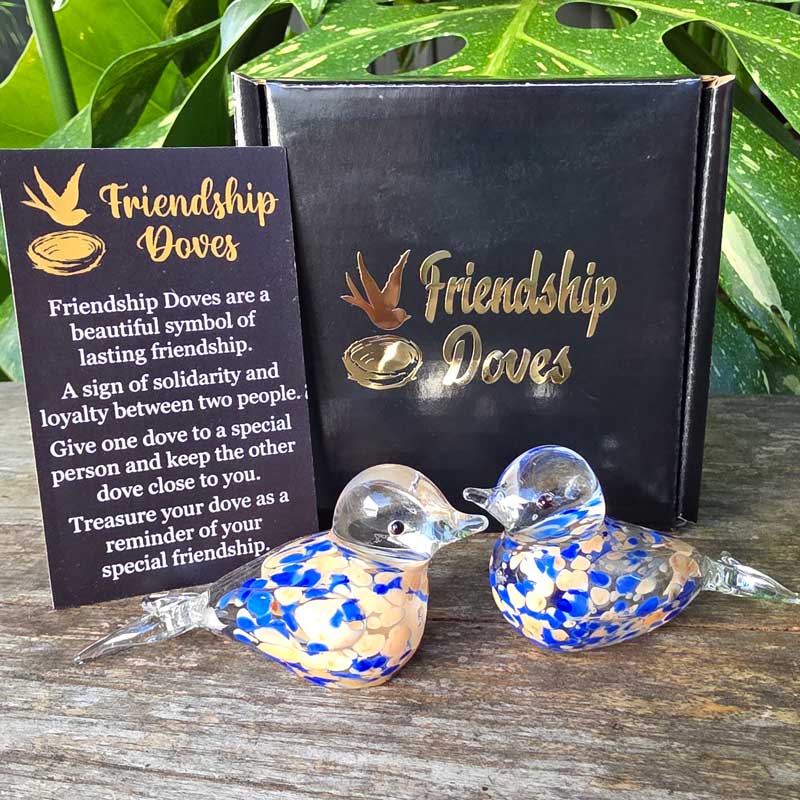 Friendship Doves (Handmade Glass) - Peachy Blue