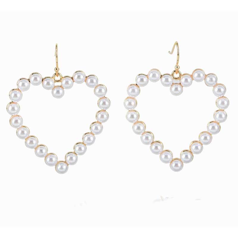 Pearl Design Heart Earrings